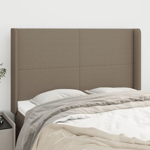 VidaXL Vzglavje z u&amp;scaron;esi taupe 147x16x118/128 cm blago Slike