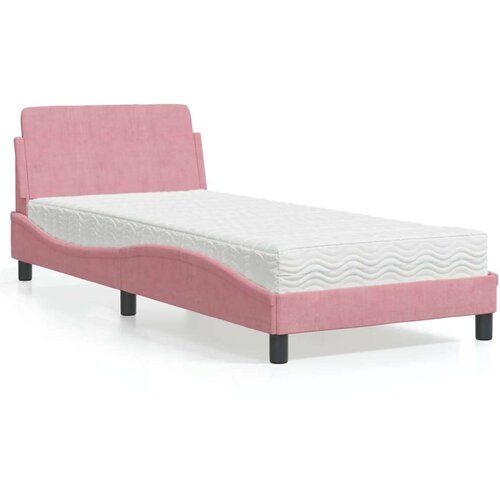  Postelja z vzmetnico roza 80x200 cm žamet Slike