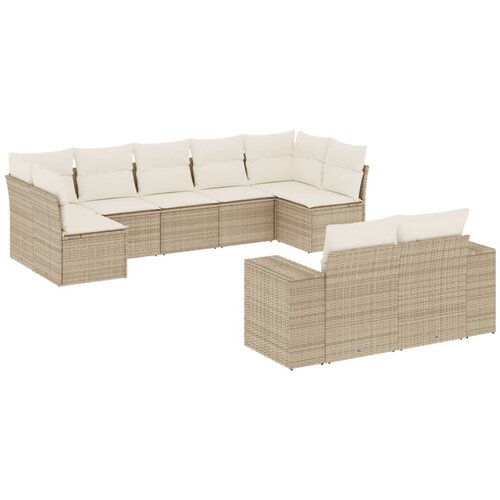  9-dijelni set vrtnih sofa s jastucima bež od poliratana 83 x 62 x 69 cm Slike