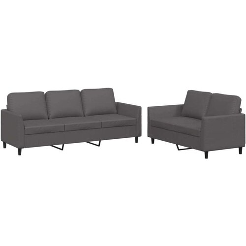 2-dijelni set sofa s jastucima sivi od umjetne kože Slike