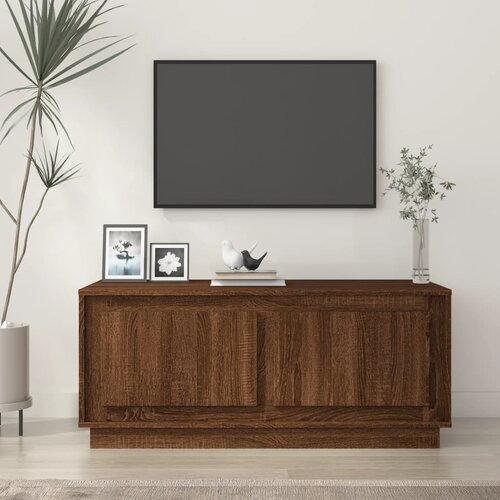 VidaXL Klubska mizica rjavi hrast 102x50x44 cm inženirski les Slike