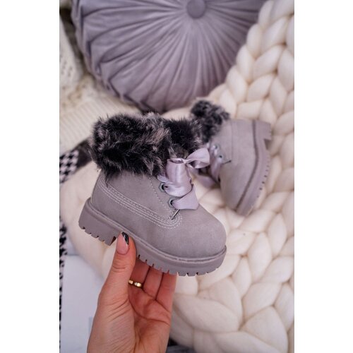 Boto Children's Boots Trapper Boots Warmed With Fur Grey Tesoro Cene