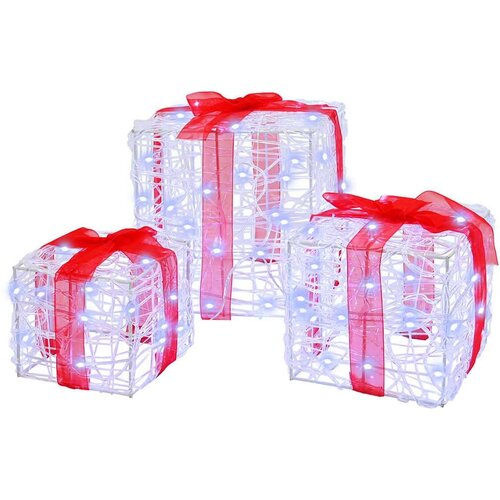 vidaXL Darilna škatla 3 pcs Hladno bela 20 x 20 x 20 cm Akril Cene