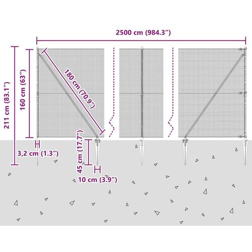 VidaXL zavarene žičane ograde sa 13 &amp;scaron;iljatih postova 1.6x25 m pocinčani čelik Slike