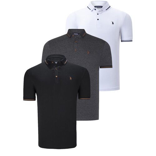 Dewberry TRIPLE SET T8586 MEN&amp;#039;S T-SHIRT-BLACK-WHITE-ANTHRACITE Slike