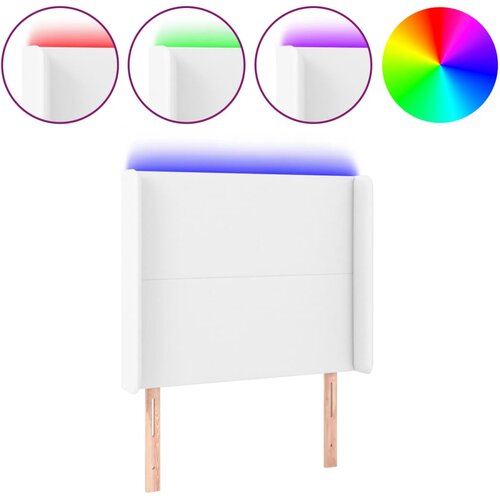 Maison Chic led posteljno vzglavje - vzglavna omarica - nočna omarica belo 93x16x118/128 cm umetno usnje, (21712492) Slike