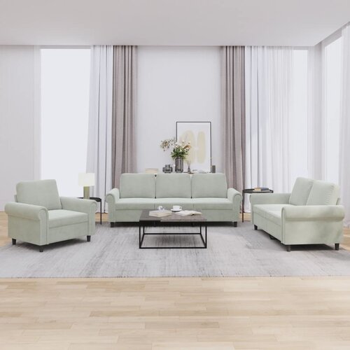 3-dijelni set sofa s jastucima svjetlosivi bar&scaron;unasti Cijene