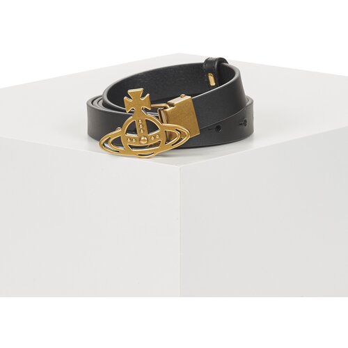 Vivienne Westwood Pasovi SMALL LINE ORB BUCKLE/BRASS Črna Slike