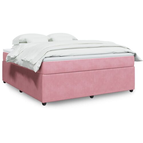 VidaXL Box spring postelja z vzmetnico roza 180x200 cm žamet Slike