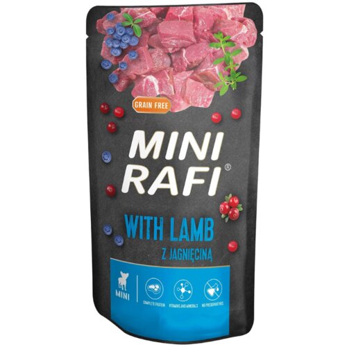 Rafi vlažna hrana za pse mini adult grain free sa jagnjetinom u kesici 150g Slike