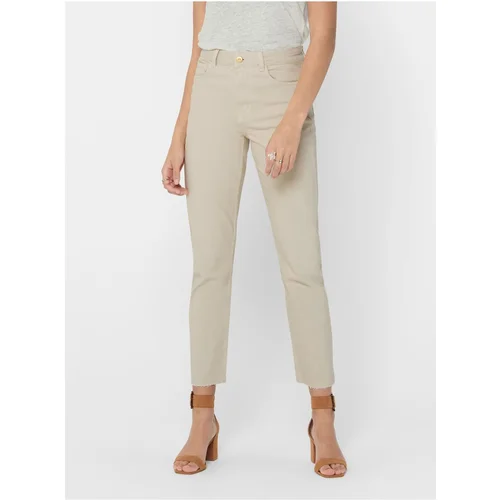 Only Beige Women's Shortened Straight Fit Jeans Emily - Women