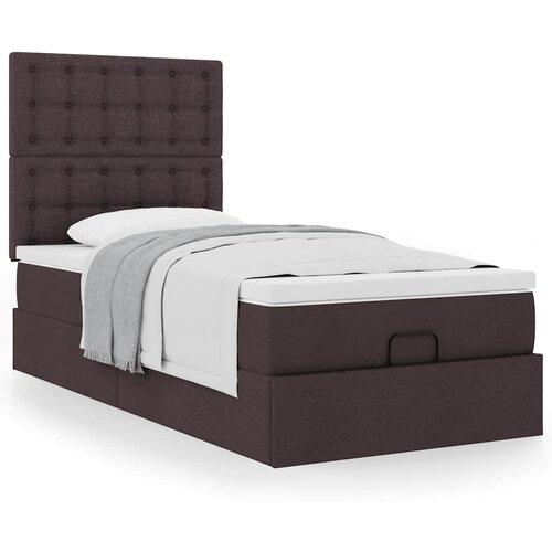 VidaXL Otomanski posteljni okvir z vzmetnico rjav 90x200 cm blago Slike