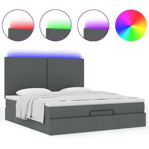 VidaXL Otomanski krevet s madracem i LED tamnosivi 180x200cm tkanine Slike