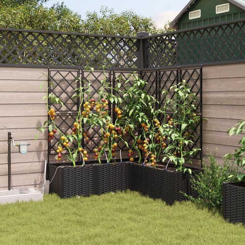 vidaXL vrtni sadilnik Črn Plastika 120 x 120 x 142 cm Dekorativni vložki Cene