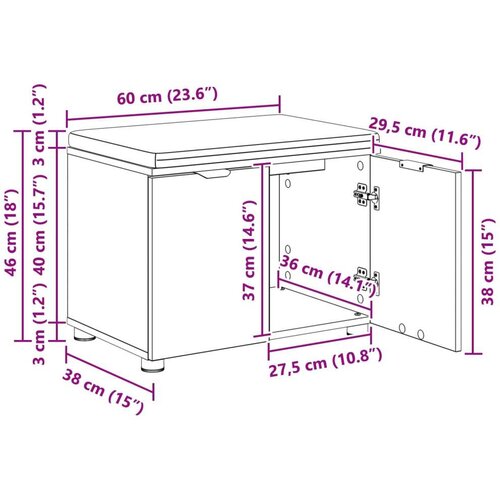  Klupa za hodnik s jastukom s vratima Crni hrast 60 x 38 x 46 cm Slike