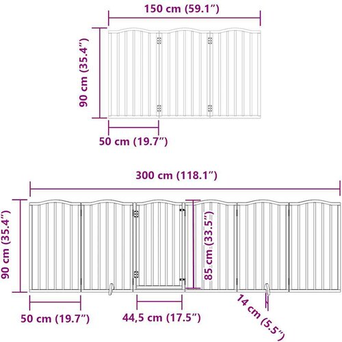 VidaXL Vrata za pse s vrata&amp;scaron;cima 9 panela sklopiva 450 cm drvo topole Slike