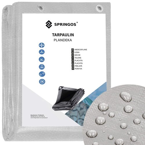  Springos&amp;reg; Cerada Protiv Ki&amp;scaron;e - Siva/Crna 3 x 5 m Slike