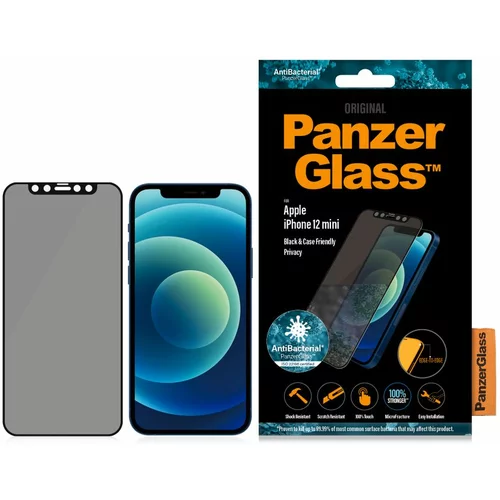Panzerglass zaštitno staklo za iPhone 12 Mini case friendly privacy antibacterial black
