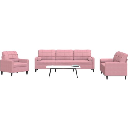  3-dijelni set sofa s jastucima ružičasti bar&scaron;unasti Cijene