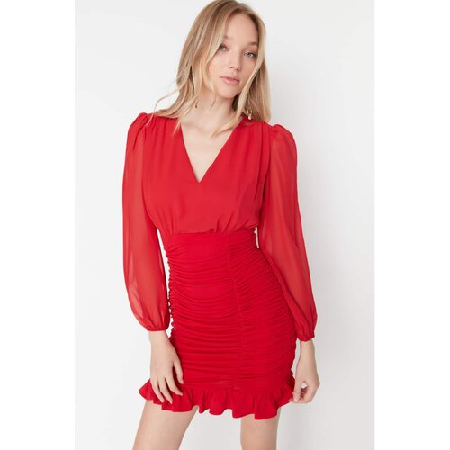 Trendyol Red Gippie Bodycone Dress Cene