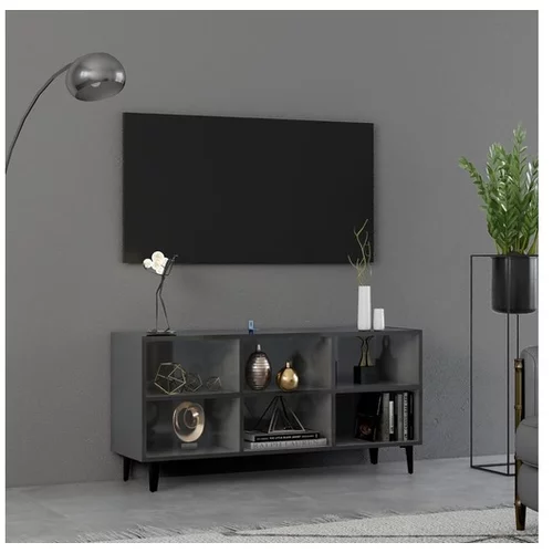  TV omarica s kovinskimi nogami visok sijaj siva 103,5x30x50 cm