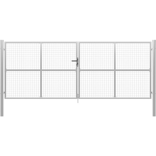 vidaXL vrtna vrata pocinkano jeklo 415x200 cm srebrna Cene