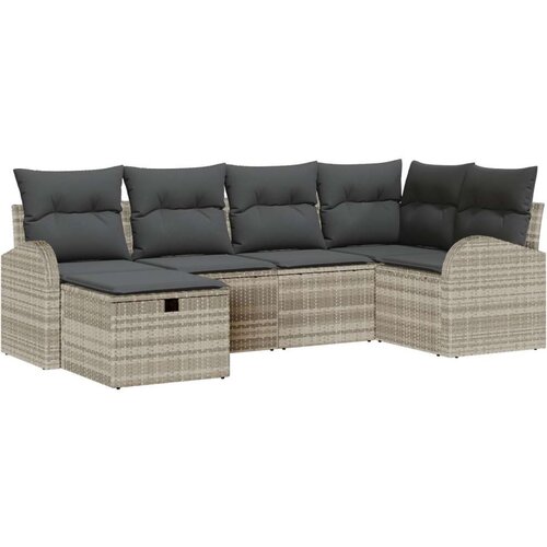  Set vrtnih kauča od 6 dijelova s jastučićima svijetlosivi poli ratan Slike