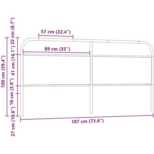 VidaXL uzglavlje smeđa boja hrasta 180 cm čelik i konstruirano drvo Slike