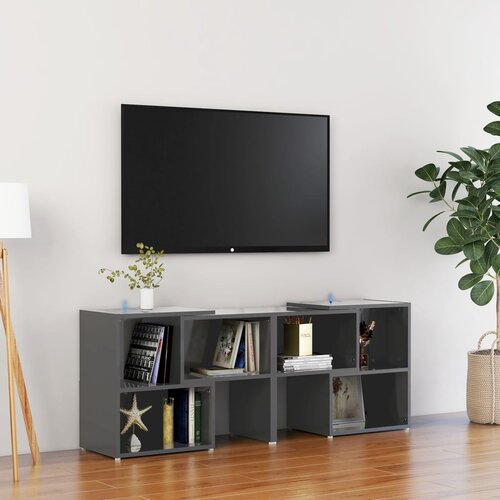 VidaXL TV omarica visok sijaj siva 104x30x52 cm iverna plo&amp;scaron;ča Slike