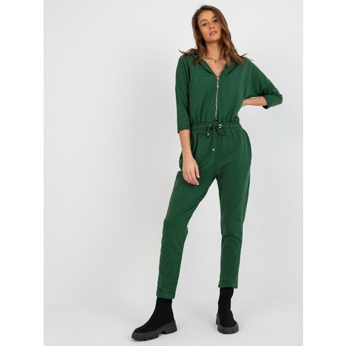 Fashion Hunters Dark green jumpsuit with trousers Cene