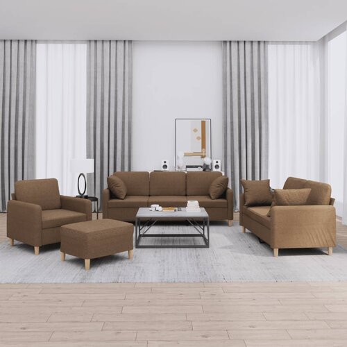  4-dijelni set sofa s jastucima smeđi od tkanine Cijene