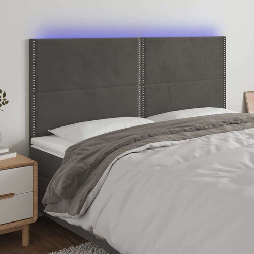  Posteljno vzglavje temno sivo 200x5x118/128 cm žamet, (20735456) Slike