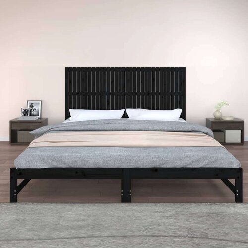 Zidno uzglavlje crni 204x3x90 cm od masivne borovine Slike
