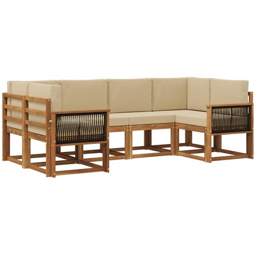 vidaXL Zunanja garnitura za sedenje z blazino 6 pcs Naravna in bež, (5000279777) Cene
