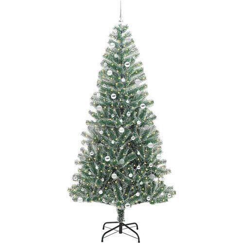 VidaXL Umjetno Božićno Drvo s Snježnim Flokom i LED Svjetlom 210 cm Slike