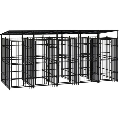 VidaXL Zunanji pasji boks s streho jeklo 9,22 m&amp;sup2; Slike