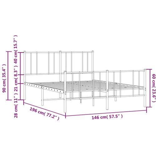VidaXL metalni okvir kreveta uzglavlje i podnožje crni 140x190 cm Slike