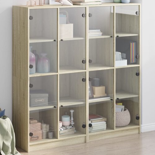 vidaXL Regal za knjige s vratima boja hrasta 136x37x142 cm drveni Cijene
