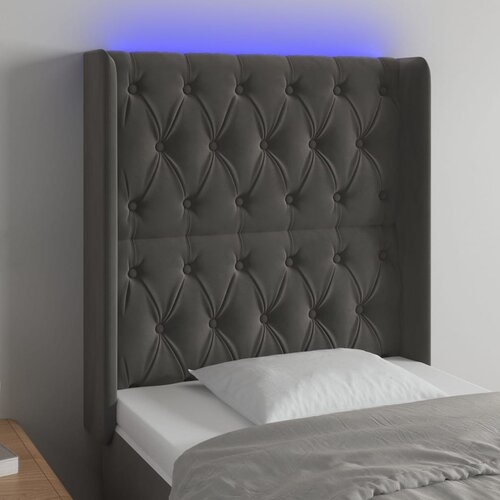 The Living Store led posteljno vzglavje temno sivo 83x16x118/128 cm žamet - led vzglavje, (21418614) Slike