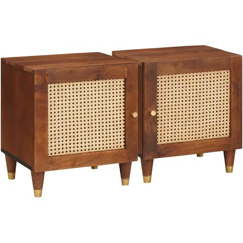  Noćni ormar 2 pcs Smeđa 40 x 33,5 x 46 cm Čvrsto drvo akacije Cijene