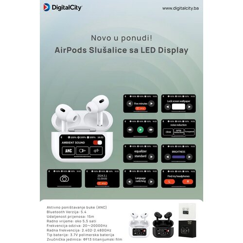 Airpods Slusalice sa LED Display crna Cijene