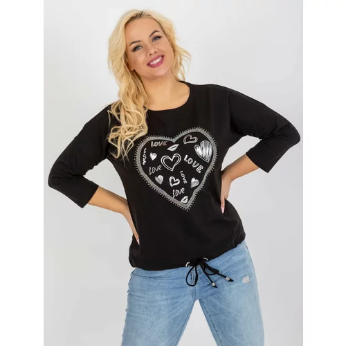 Fashion Hunters Black oversized blouse with hem and 3/4 sleeves