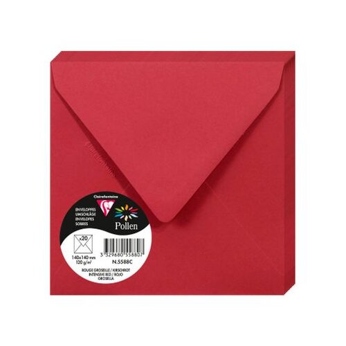 Clairefontaine kuverte Pollen 140x140mm 120gr intensive red 1/20 Cijene