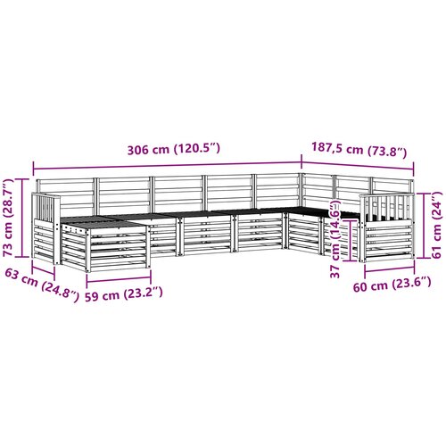  Set vanjskih sofa 8 kom. Prirodna Smeđa 306 x 187,5 x 73 cm Slike