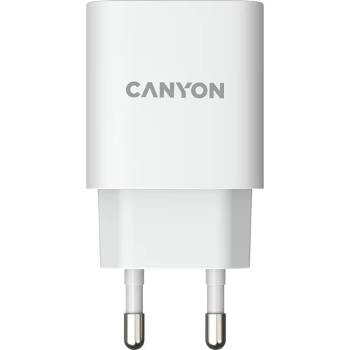 Canyon H-20-04, PD 20W/QC3.0 18W WALL Charger with 1-USB A+ 1-USB-C Input: 100V-240V, Output: 1 port charge: USB-C:PD 20W (5V3A/9V2.22A/12V1.67A) , USB-A:QC3.0 18W (5V3A/9V2.0A/12V1.5A), 2 port charge: common charge, total 5V, 3A, Eu plug , Over- Volt