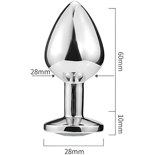 Sunfo metalni analni dildo sa kamenom u obliku srca (srebrno-bijeli) Slike