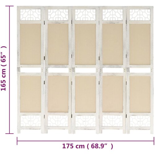  pregrada s 5 panela krem 175 x 165 cm od tkanine Slike