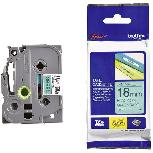 Brother trak pt TZE741 zelen/črn 18mm BRTZE741 Slike
