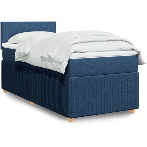 vidaXL Box spring postelja z vzmetnico modra 90x200 cm blago Cene