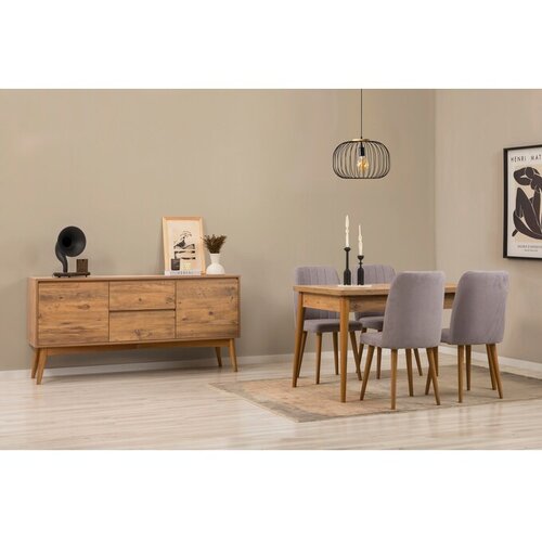 Hanah home rasklopivi trpezarijski set (sto, stolice i komoda &amp;ndash; 6 komada) Vina 01 0701 869VEL8765 Slike